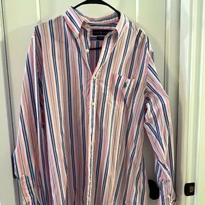 Ralph Lauren SKU 7541 Multicolor Striped Dress Shirt Large 100% Cotton Classic
